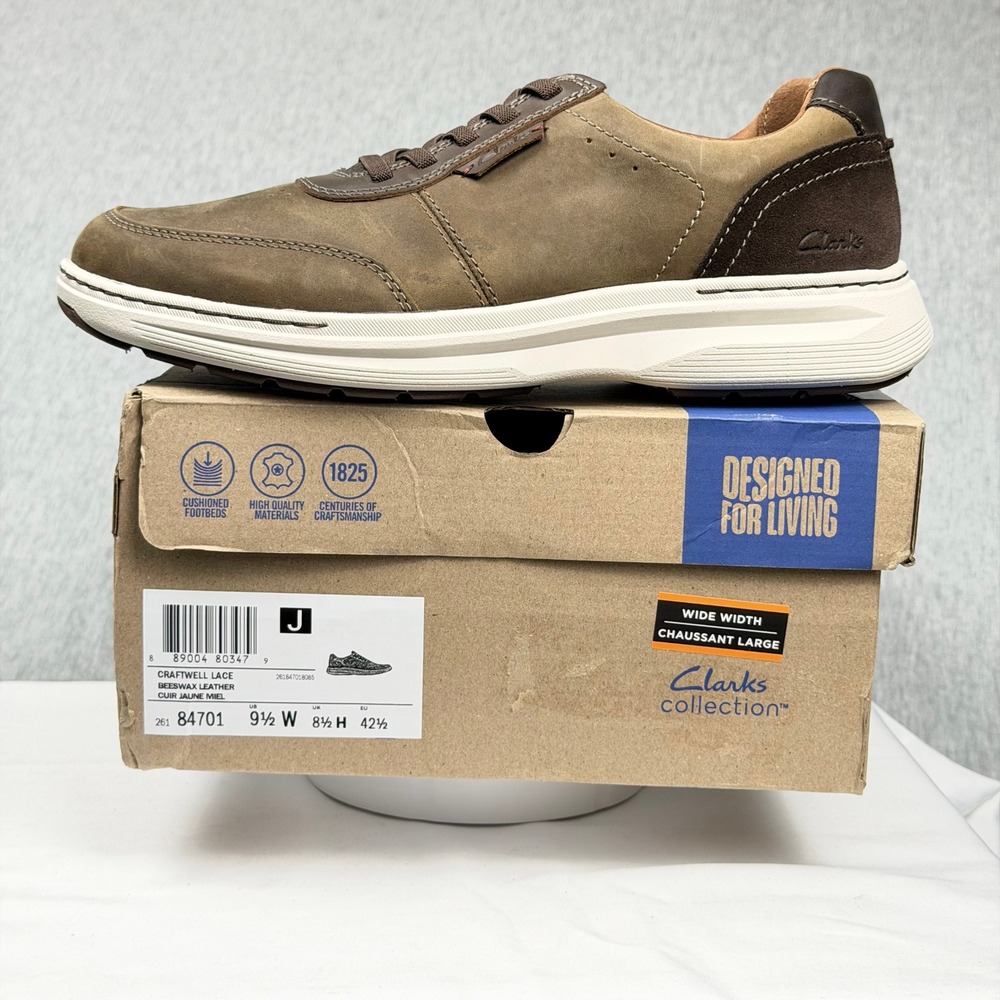 Clarks Craftwell Lace Beeswax Leather Mens 9.5 Wide Brown Sneakers 26184701